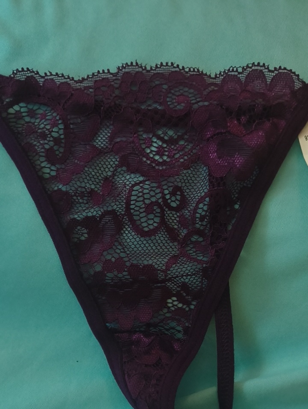 Leg Avenue Lace Thong - Plum
